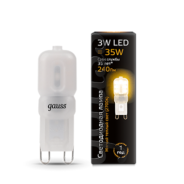 Лампа светодиодная Gauss LED G9 2700K 3W=35Вт теплый свет