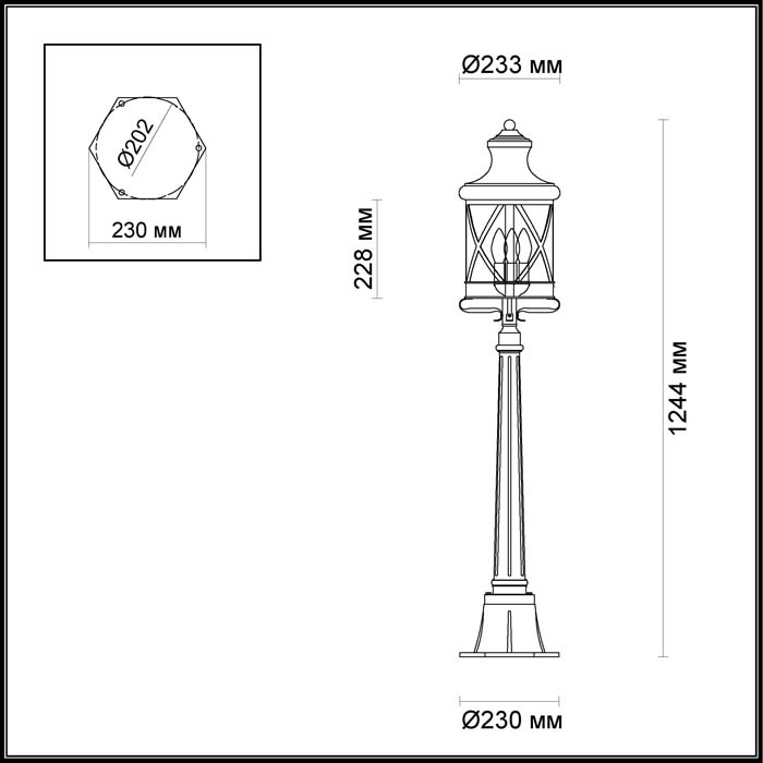 Светильник на столбе Odeon Light Sation 4045/3F Прозрачный, черный, золотая патина
